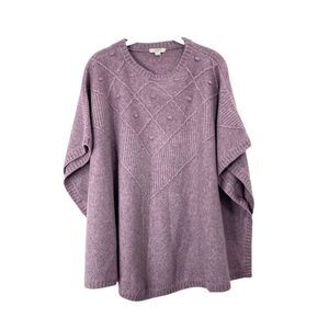Loft Bobble Poncho boxy Sweater‎ Size M/L purple lavender boho lagenlook